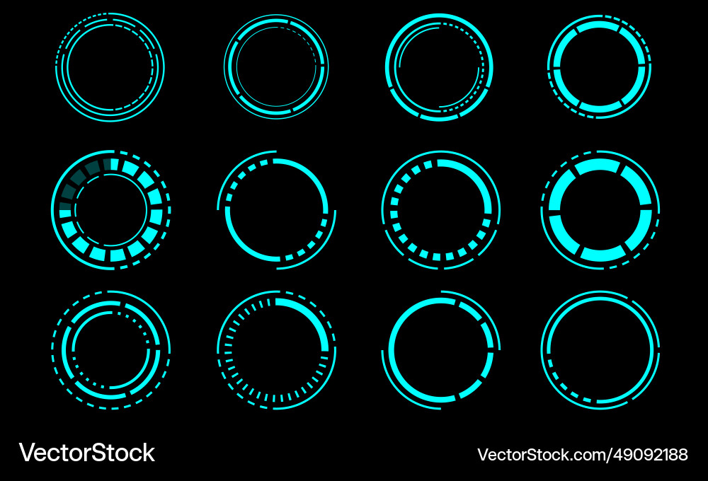 Set of sci fi blue circle user interface elements Set of sci fi blue circle user interface elements vector image
