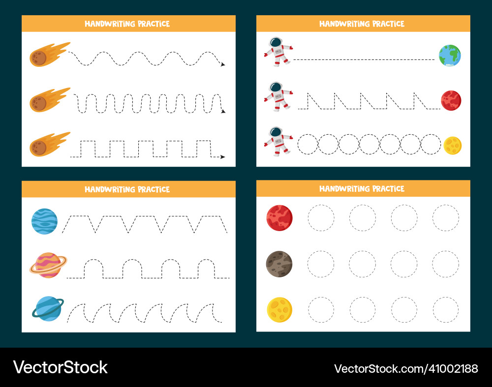 Set of tracing lines worksheets with space Set of tracing lines worksheets with space vector image