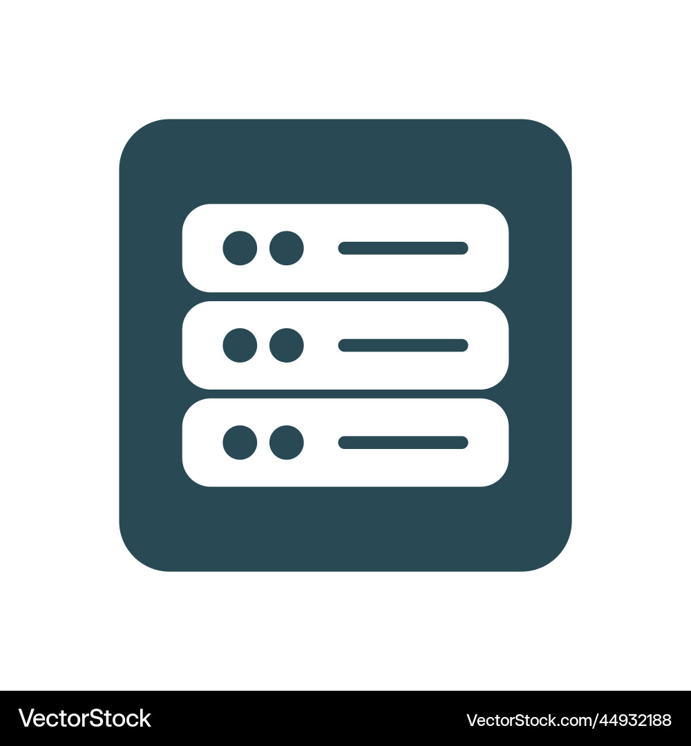 Square server icon or web hosting cloud storage vector image