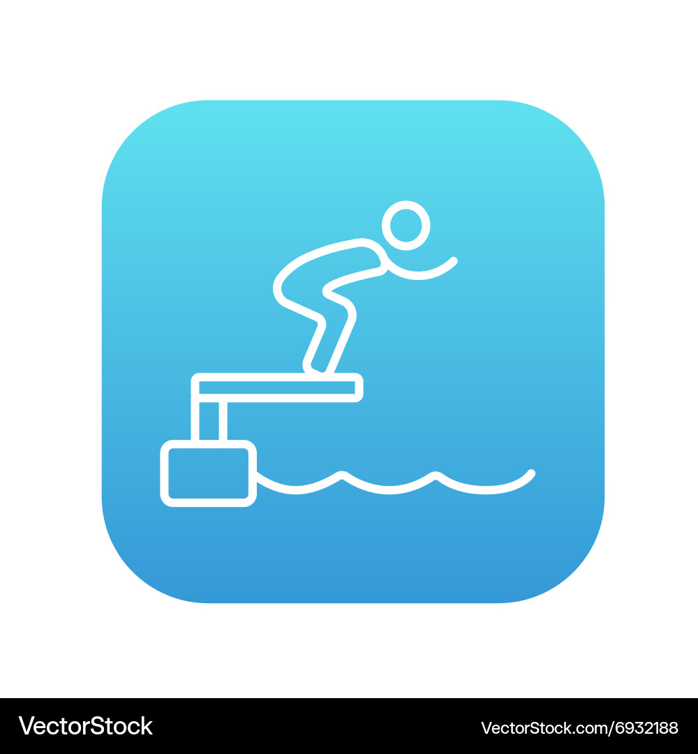 Swimmer jumping from starting block in pool line vector image