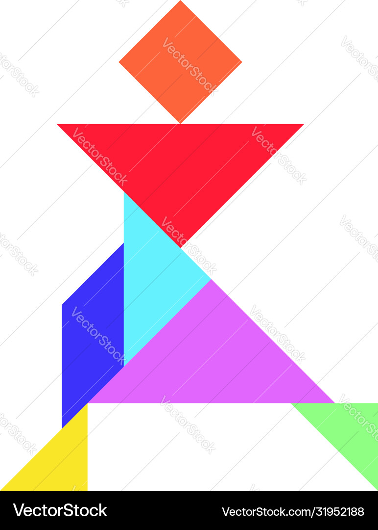 Tangram puzzle in running or happy man shape Tangram puzzle in running or happy man shape vector image