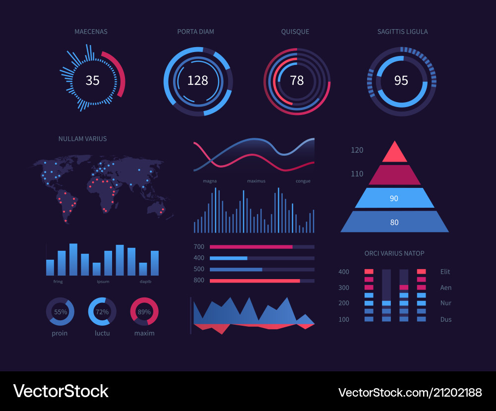 Tech Data Dashboard UI vector image