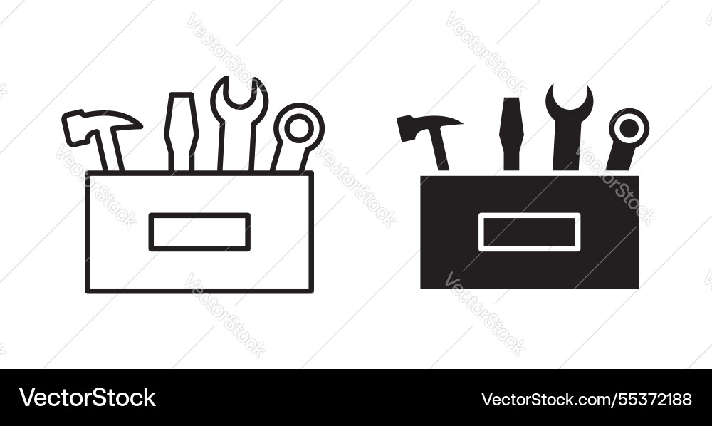 Toolbox icon set in thin line for web Toolbox icon set in thin line for web vector image