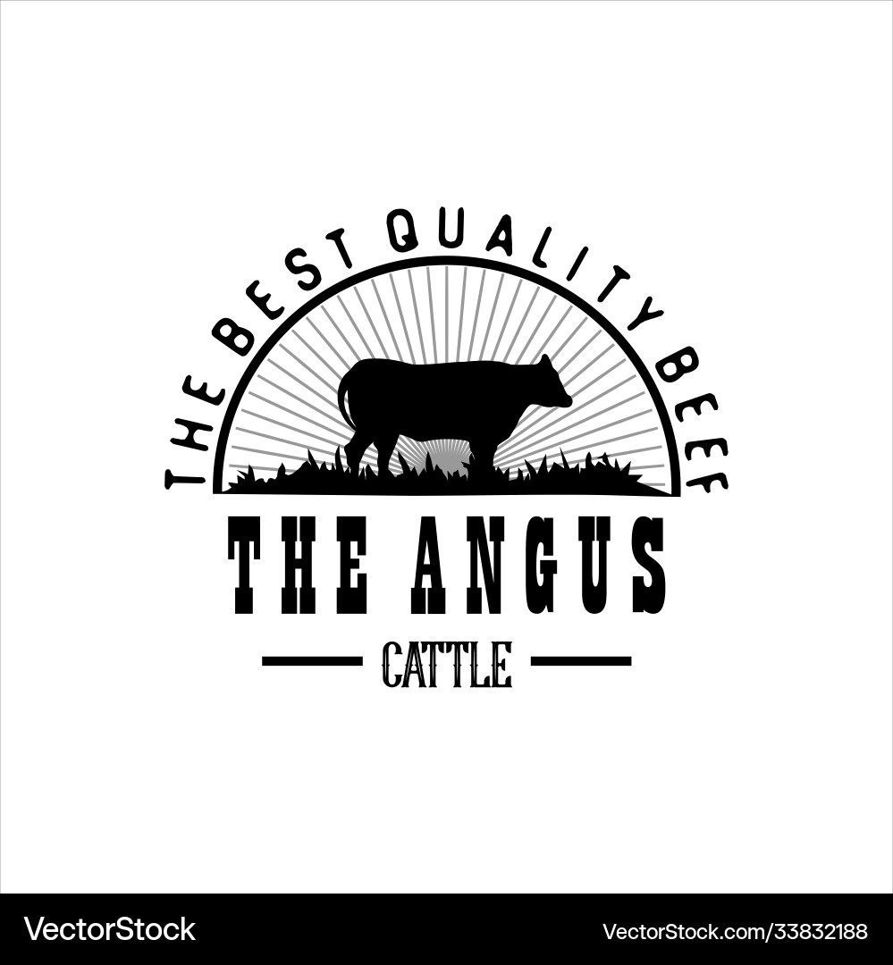 Vintage Cattle Emblem - Angus Beef Vector Image