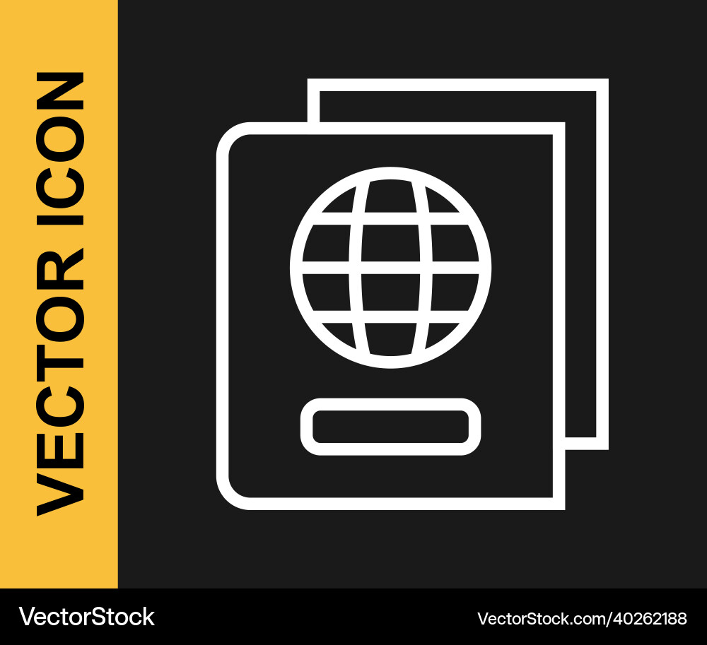 White line passport with biometric data icon White line passport with biometric data icon vector image
