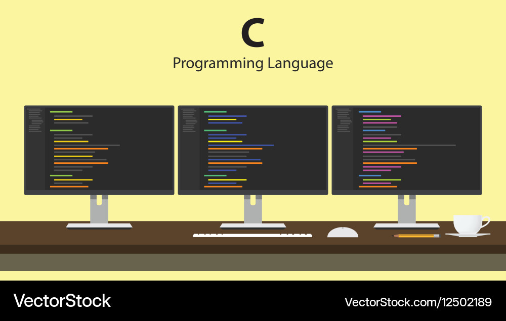 C programming language code vector image