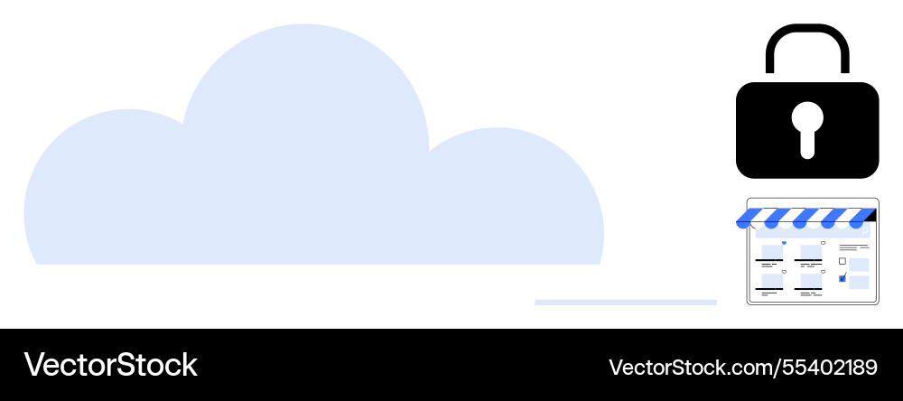 Cloud storage security concept with lock Cloud storage security concept with lock Vector Image