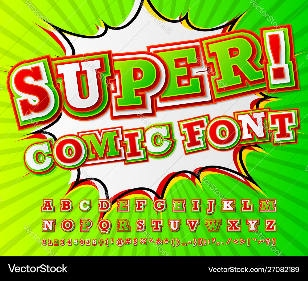 Colorful comics font kid alphabet pop art style vector image