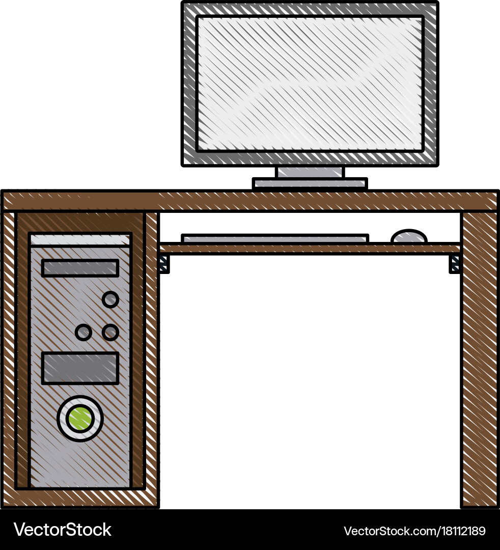 Computer with cpu Vector Image
