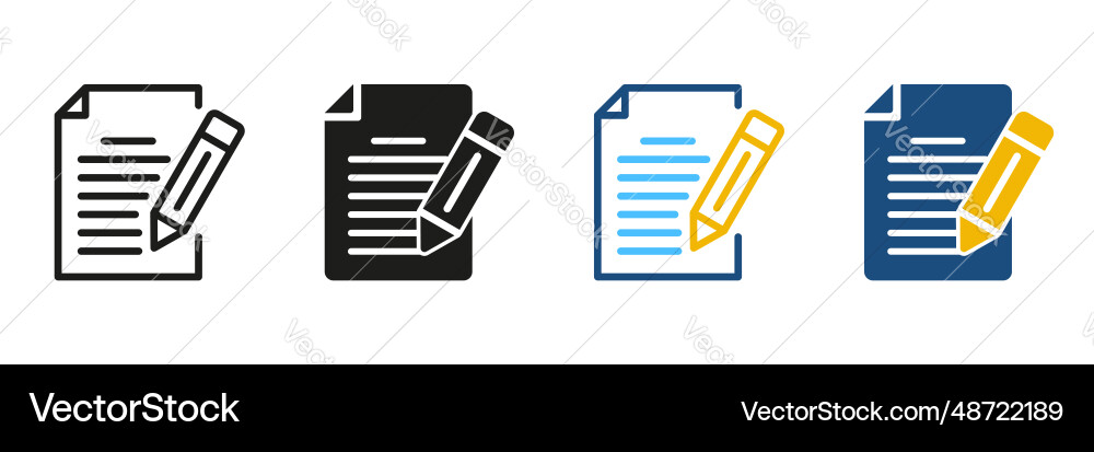Document Icon Set - Pen & Page Vector Image