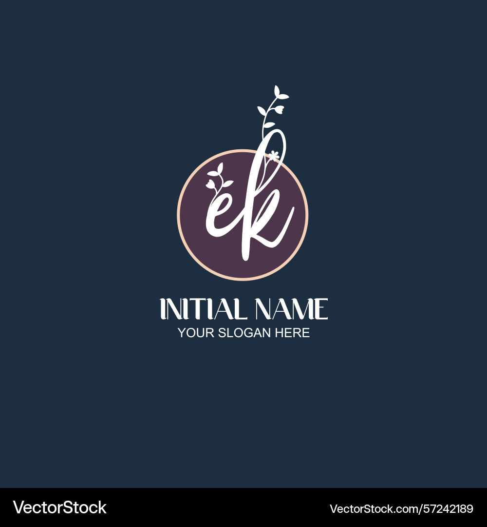 Elegant ek initial logo design with botanical Elegant ek initial logo design with botanical Vector Image