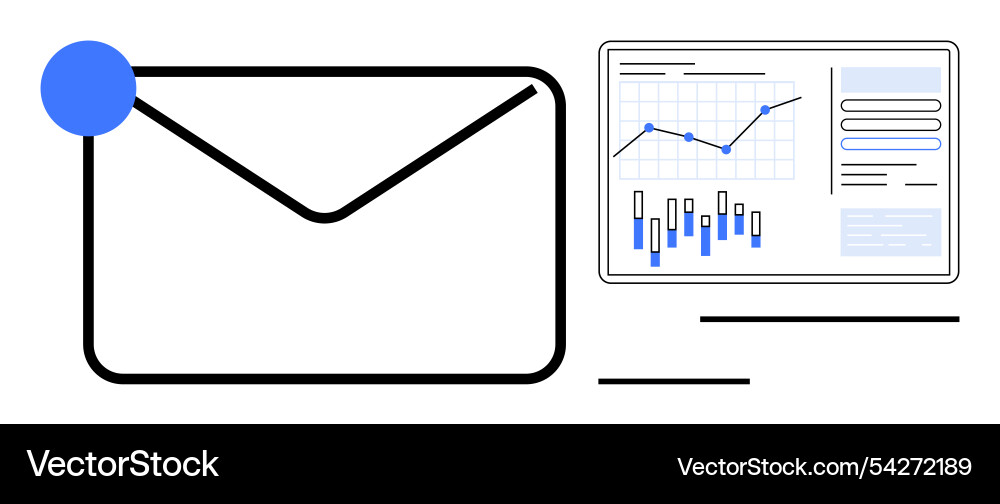 Email notification and data analytics dashboard Email notification and data analytics dashboard Vector Image