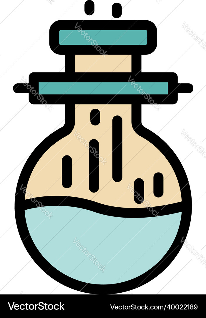 Experimental flask icon color outline Experimental flask icon color outline vector image