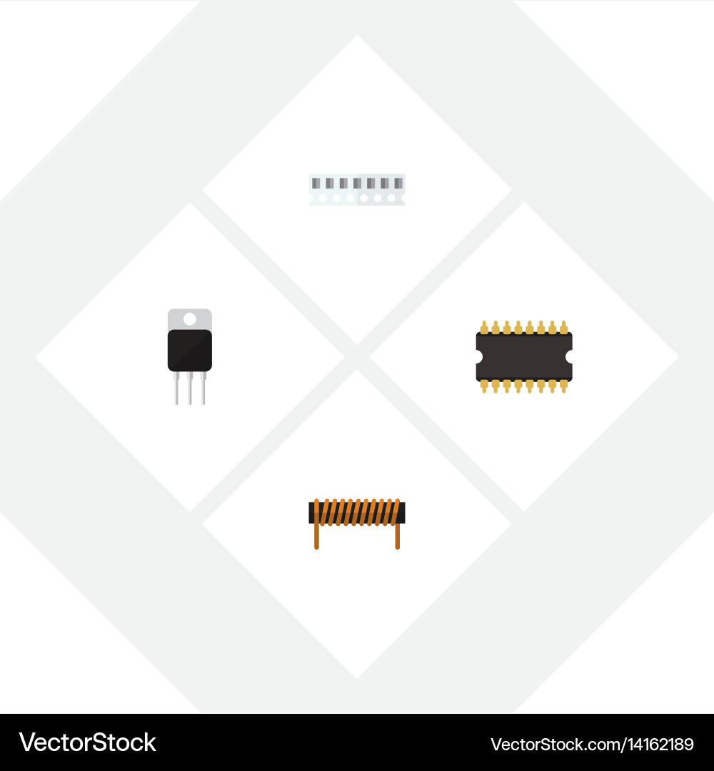 Flat device set of microprocessor memory bobbin vector image