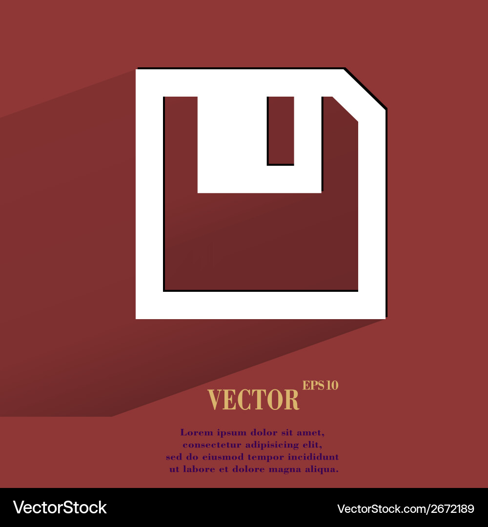 Floppy disk flat modern web button with long vector image