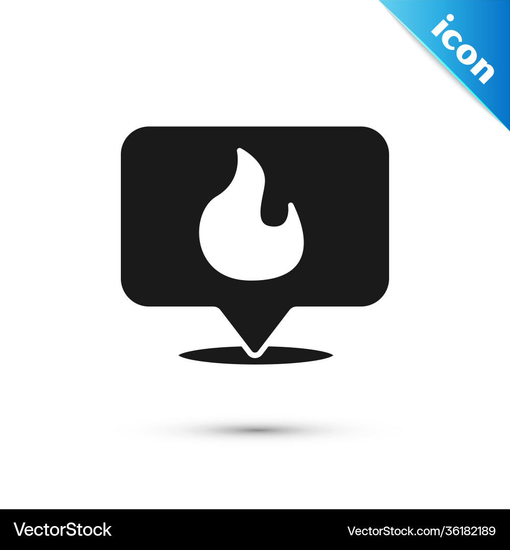 Grey map pointer with fire flame icon isolated Grey map pointer with fire flame icon isolated vector image