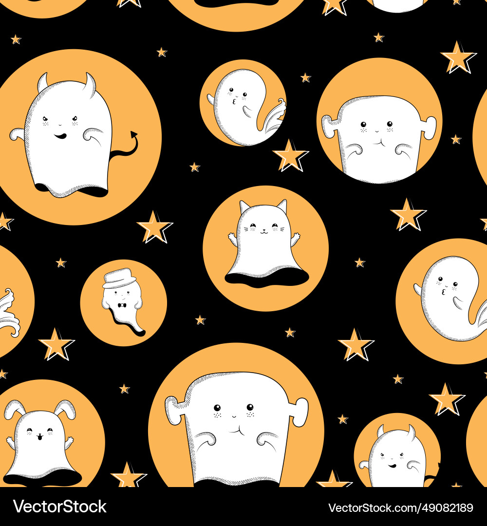 Halloween ghost character pattern background Vector Image