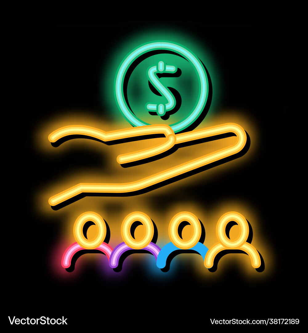 Hand halten Geld über menschliche Neon Glühikone Hand halten Geld über menschliche Neon Glühikone vektorbild