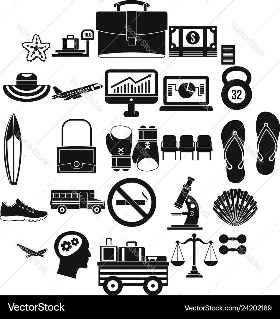 Handbag icons set simple style Vector Image