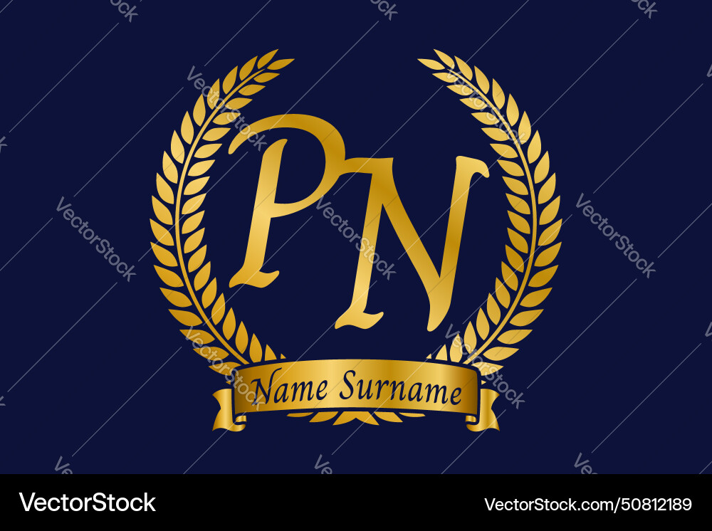 Initial letter p and n pn monogram logo design Initial letter p and n pn monogram logo design vector image