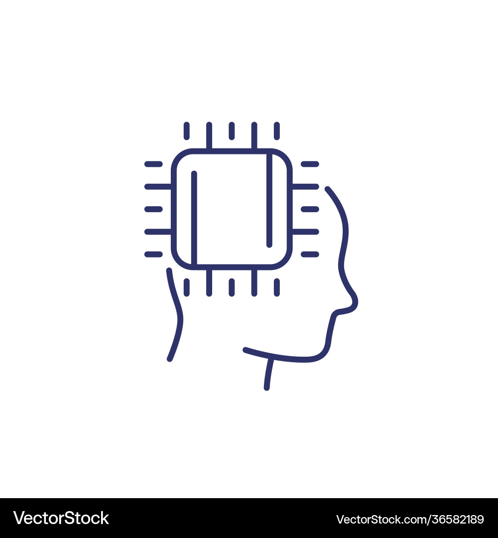 Machine learning and ai line icon Machine learning and ai line icon vector image