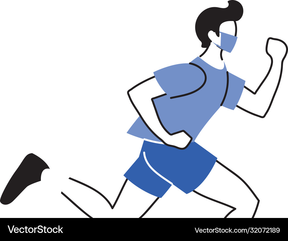Man with masks doing exercise Vector Image