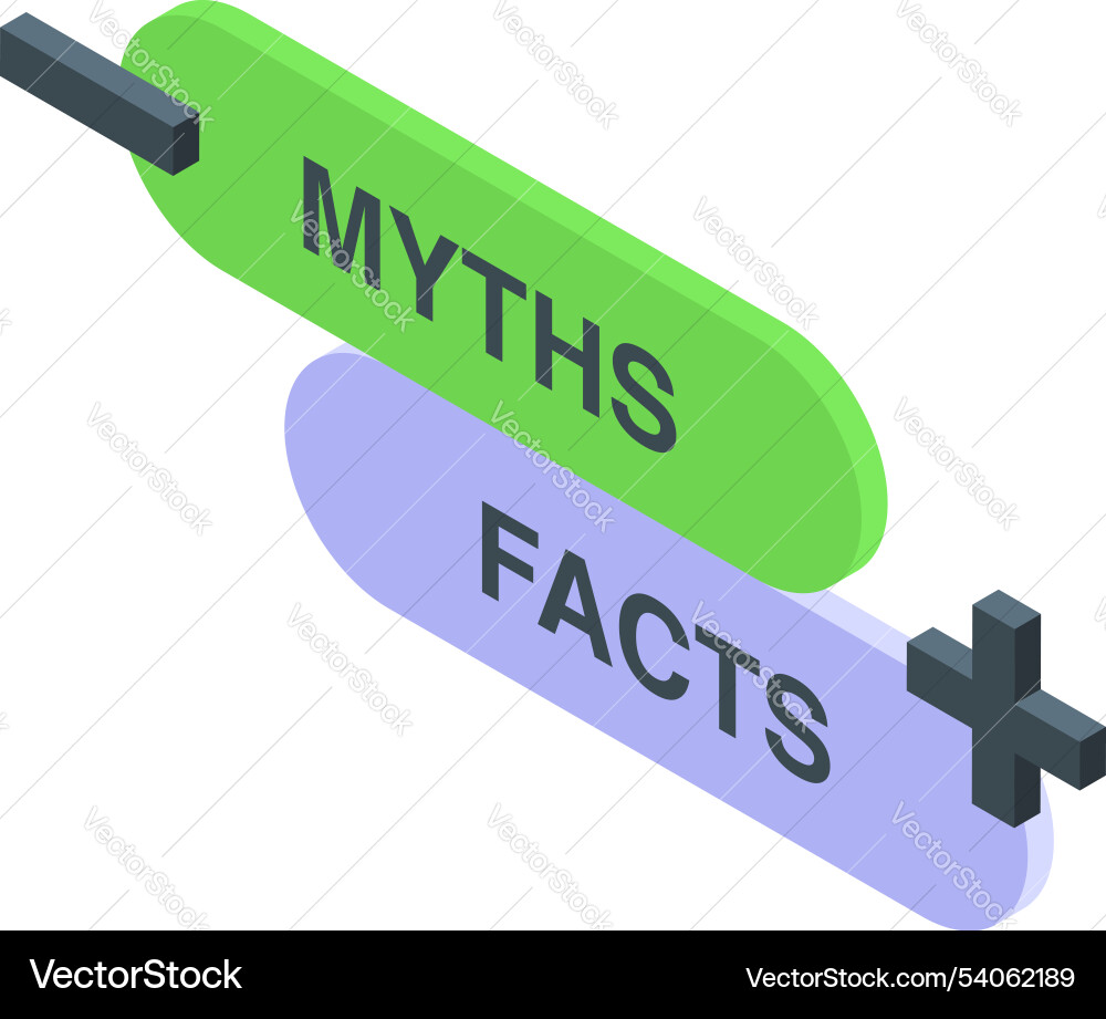 Myths versus facts toggle switch emphasizing truth Vector Image