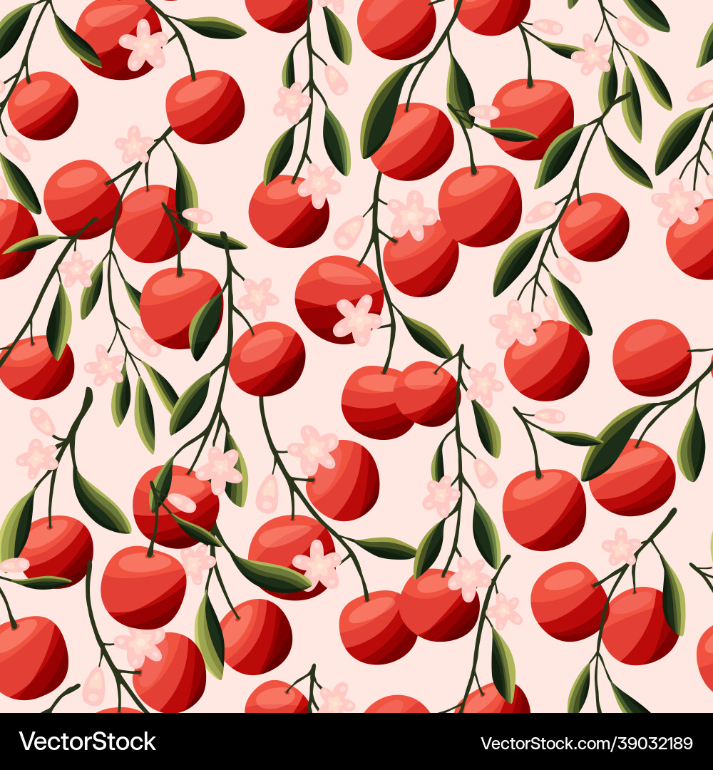 Oranges on tree branches seamless pattern Oranges on tree branches seamless pattern vector image