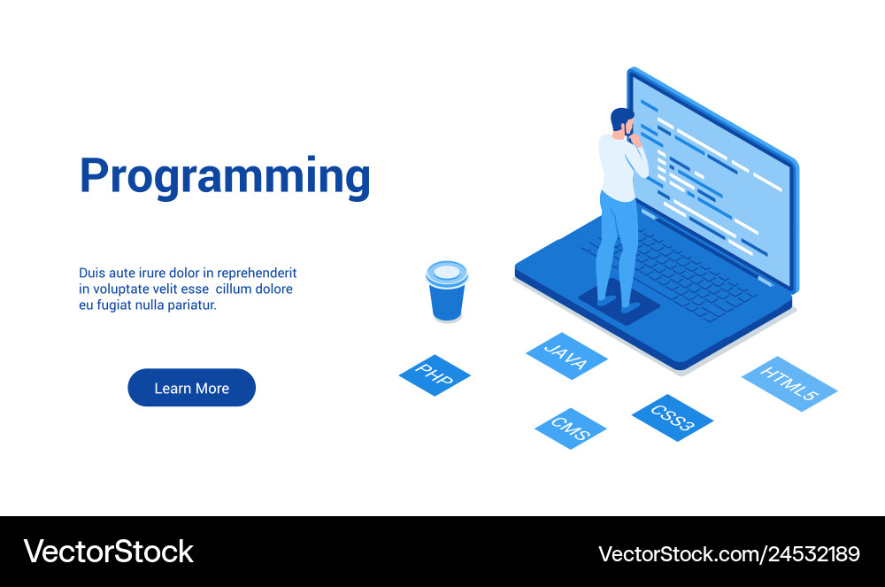 Programming blue template Programming blue template Vector Image
