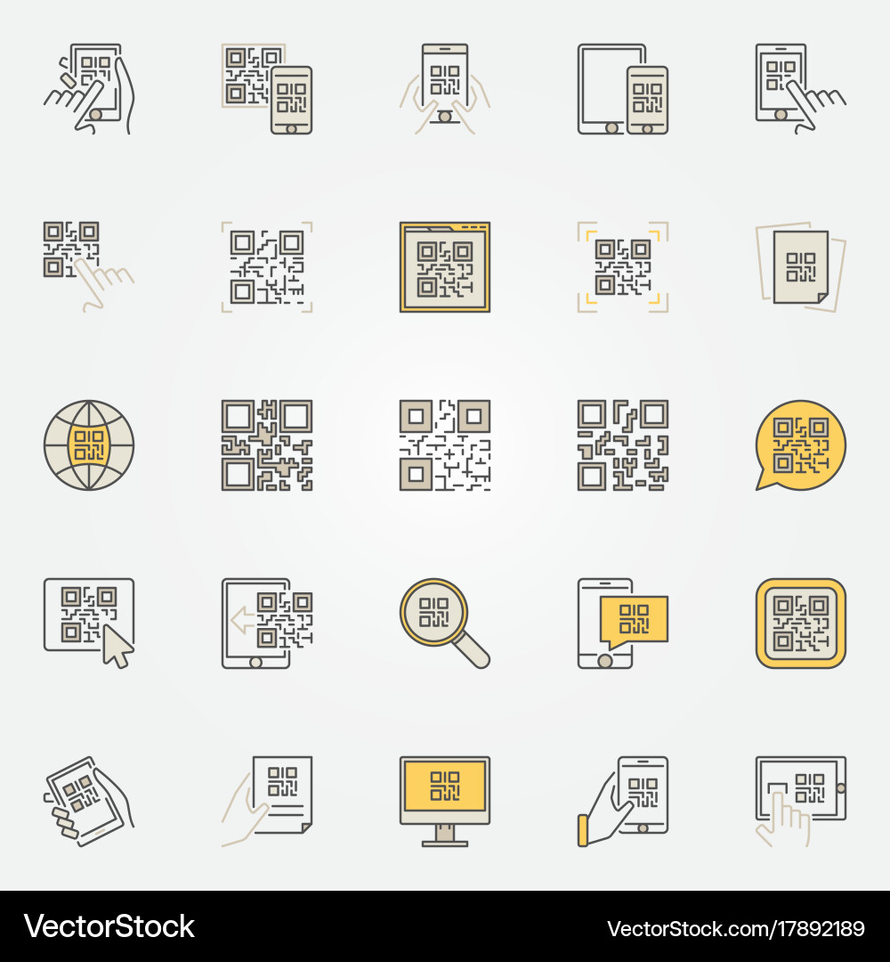 Qr code colorful icons set - scanning vector image