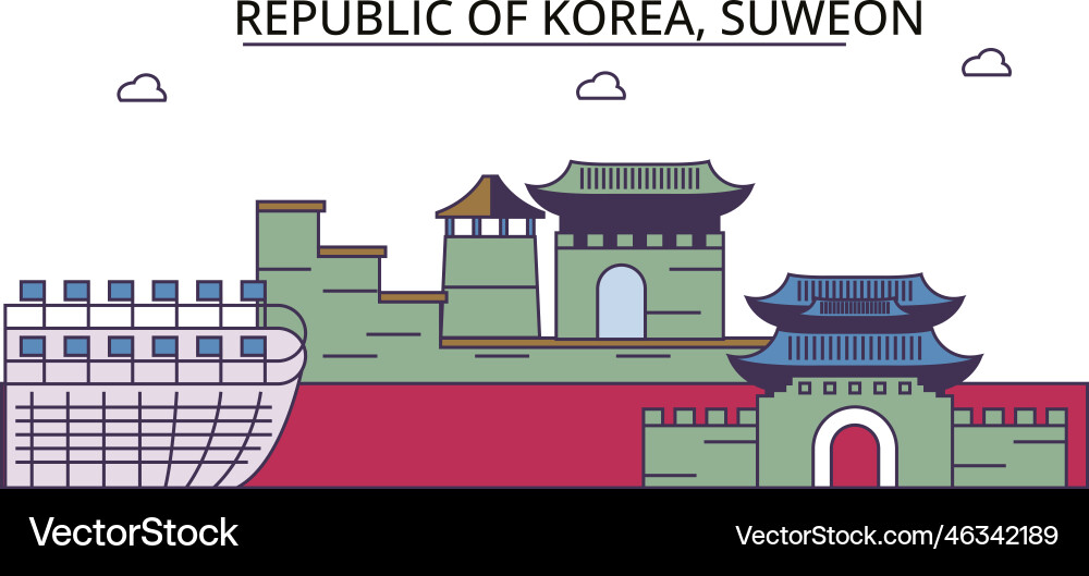 Südkorea suweon touristische Wahrzeichen Stadt Südkorea suweon touristische Wahrzeichen Stadt vektorbild