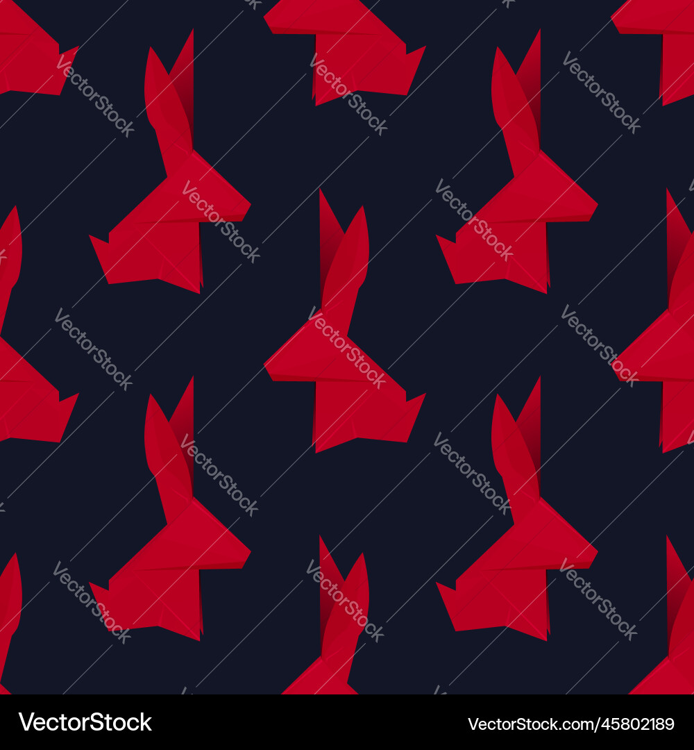 Seamless pattern with origami red rabbits Seamless pattern with origami red rabbits vector image