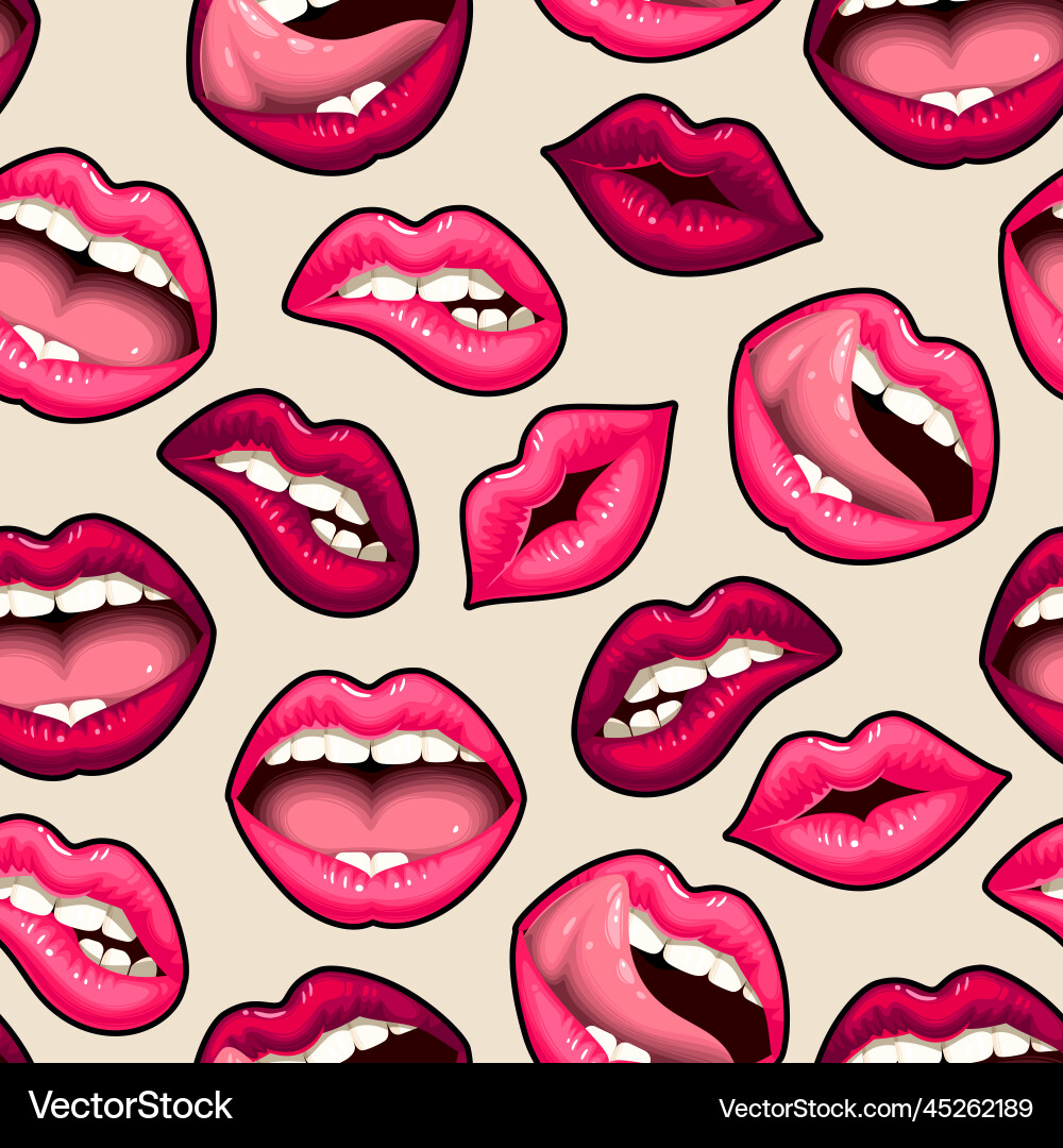 Seamless pattern with sexy red lips Royalty Free Vector