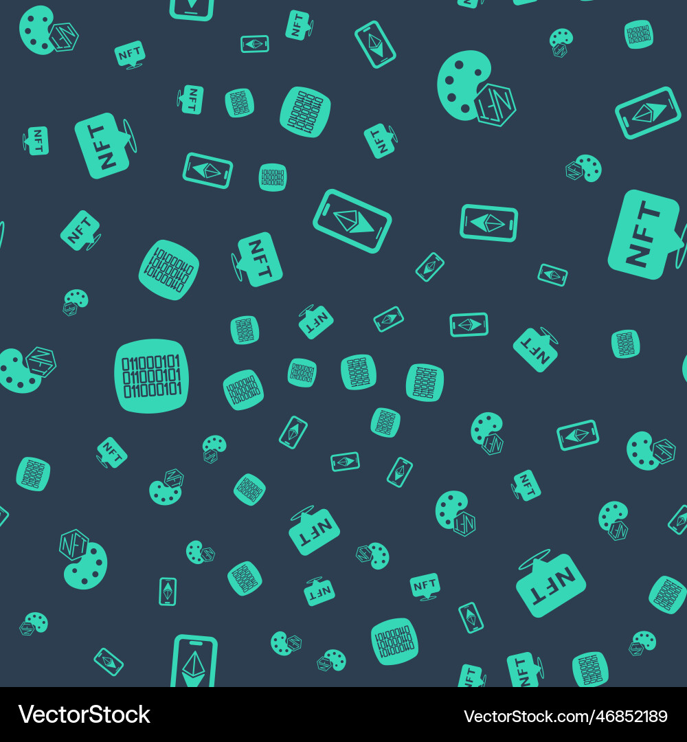 Set ethereum eth nft digital crypto art binary vector image