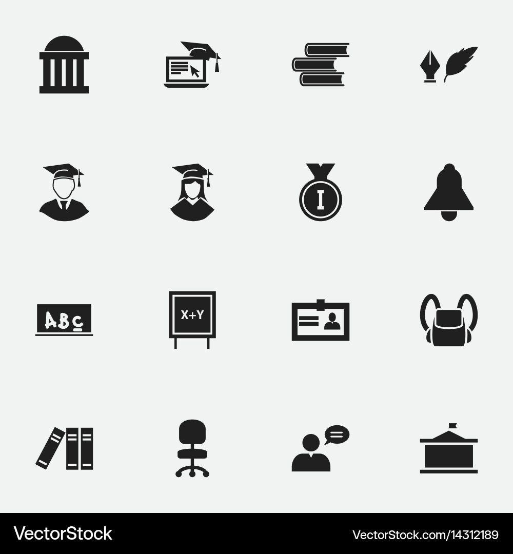 Set of 16 editable university icons includes vector image
