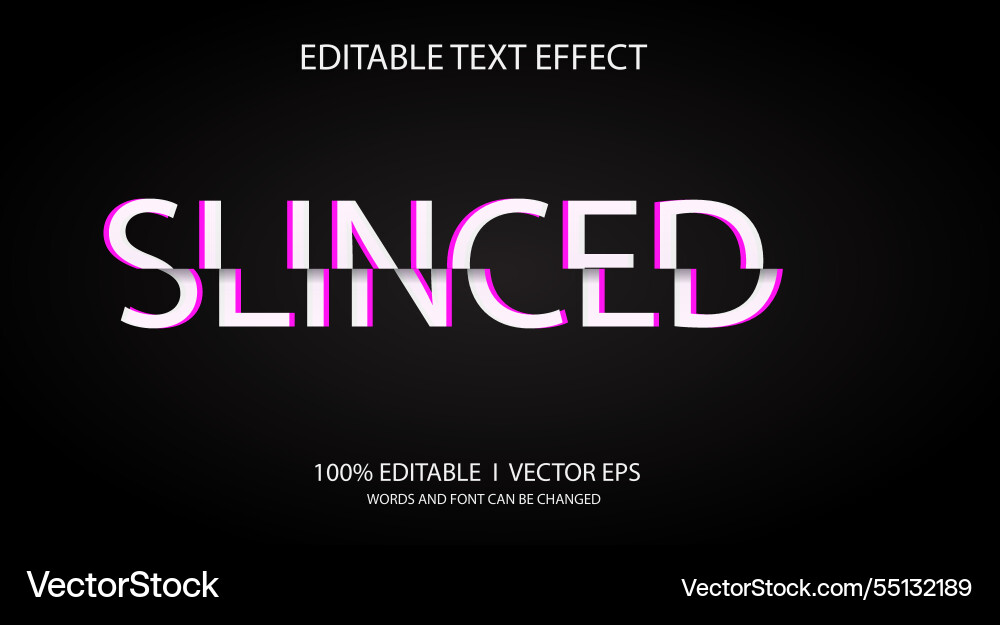 Slinced text effect with modern style design Slinced text effect with modern style design vector image