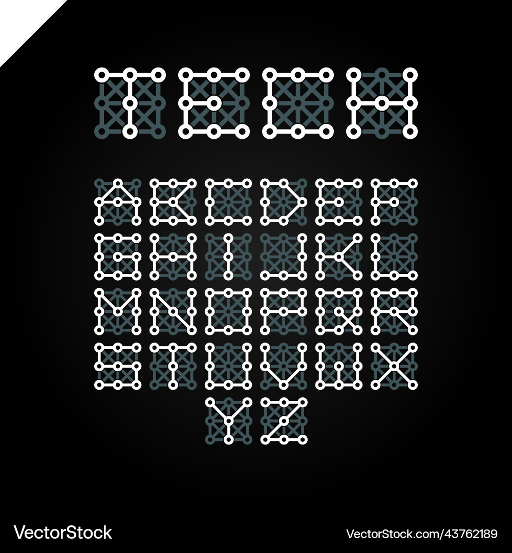 Techno type font alphabet digital hi-tech style vector image