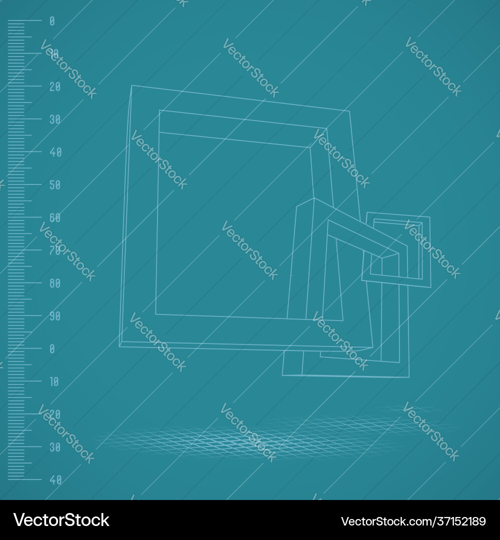 Three rectangular 3d frames blueprint Three rectangular 3d frames blueprint vector image