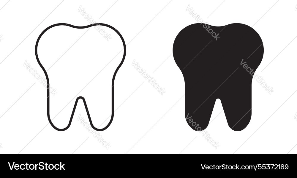 Tooth icon set in thin line for web Vector Image
