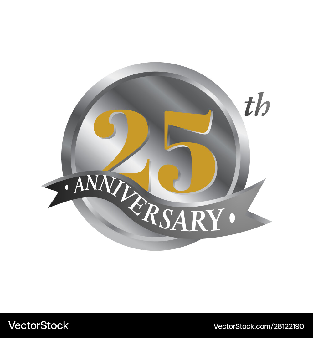 25th anniversary logo 25 years silver Royalty Free Vector