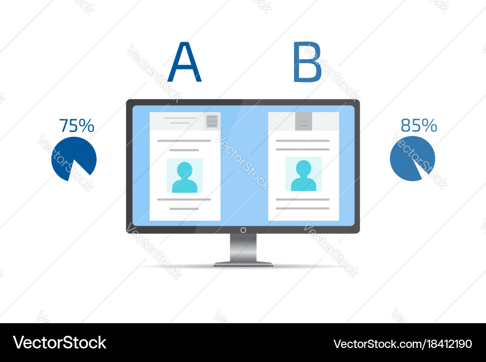 A-b comparison split testing concept vector image