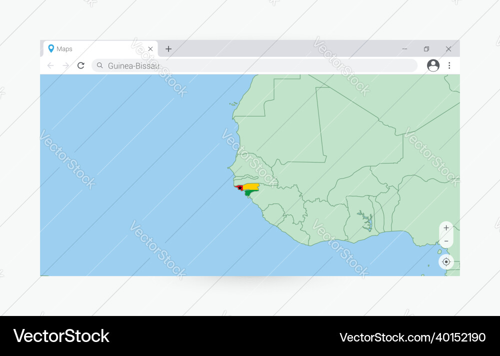 Browser window with map of guinea-bissau Vector Image
