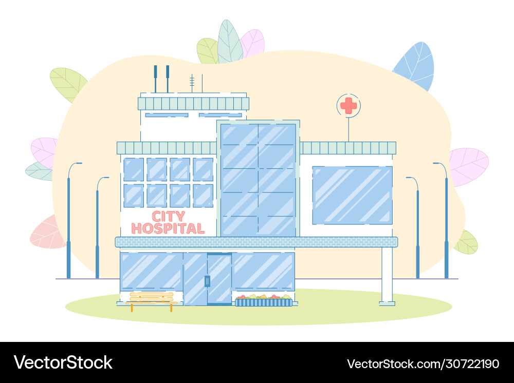 City hospital building flat medical construction City hospital building flat medical construction vector image