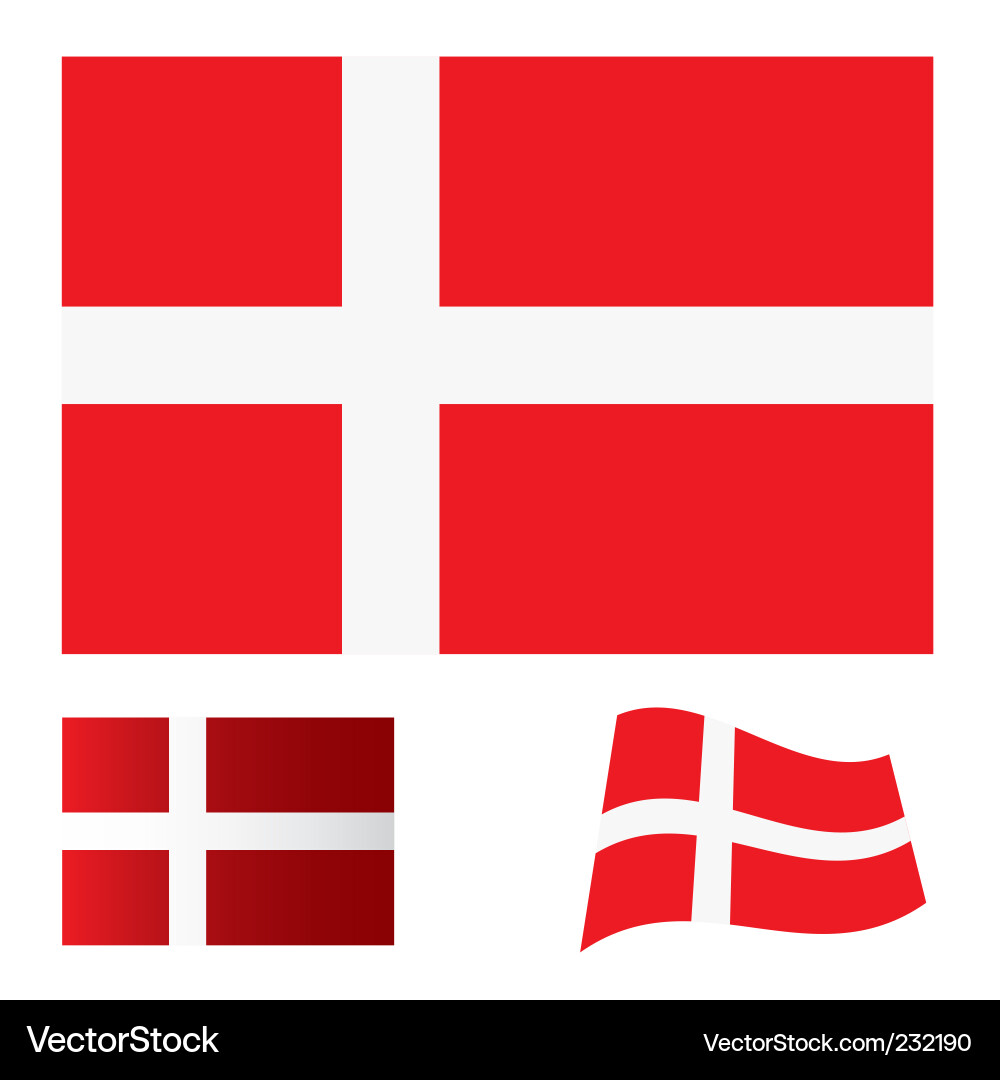 Denmark flag set Royalty Free Vector Image - VectorStock