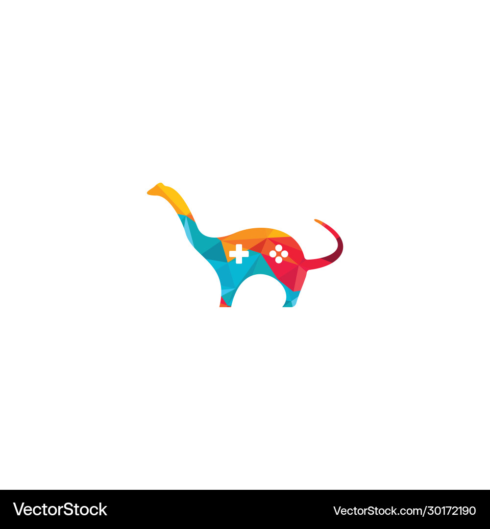Dinosaur game console logo design Dinosaur game console logo design Vector Image