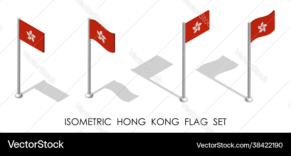 Isometric flag hong kong in static position vector image