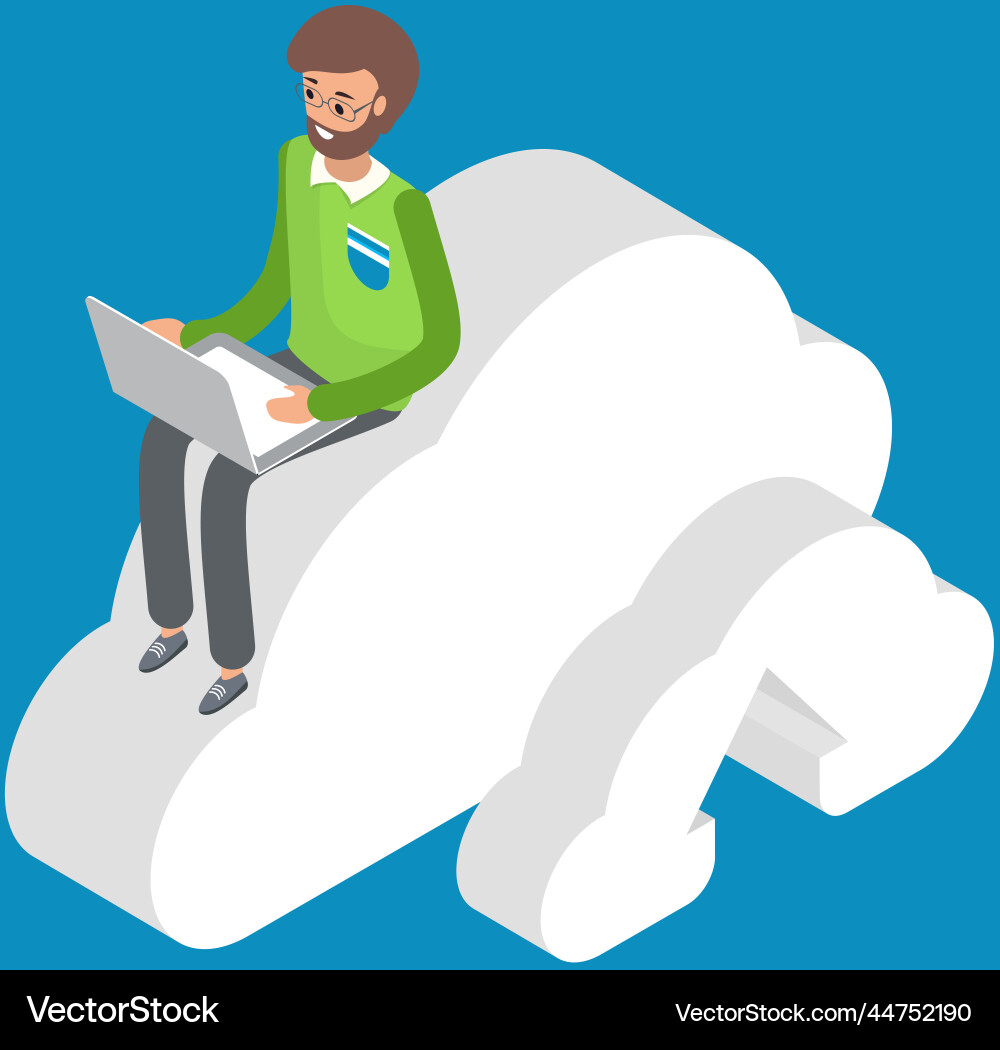 Man working remotely with computer freelance Man working remotely with computer freelance vector image
