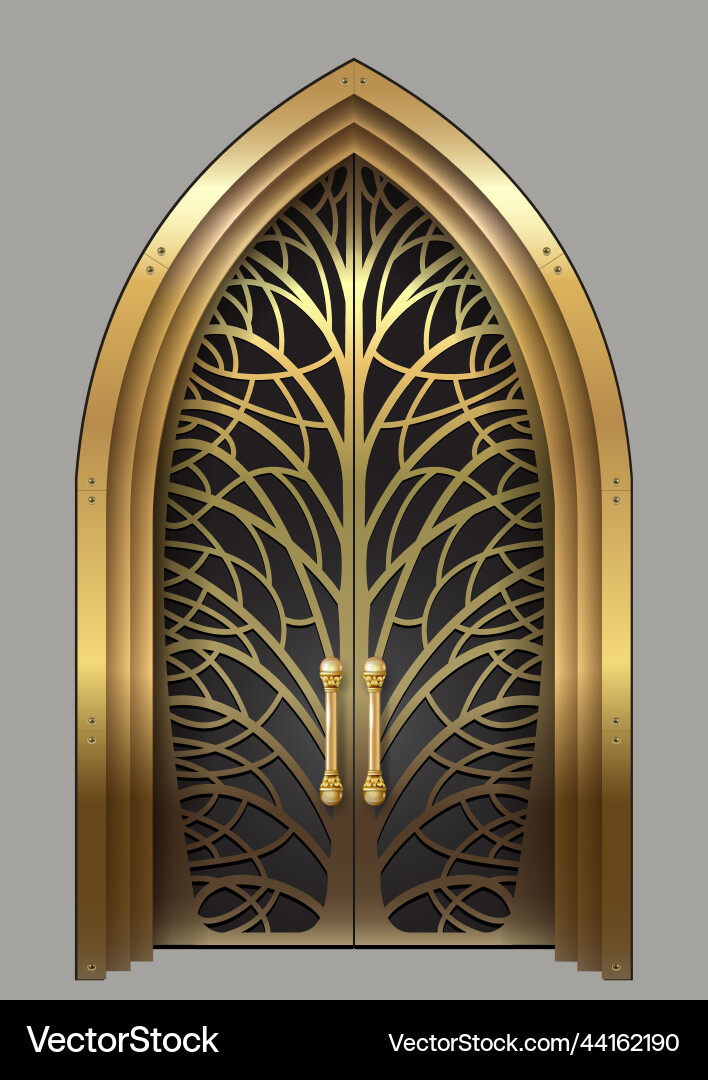 Ornate Golden Arabic Palace Door vector image