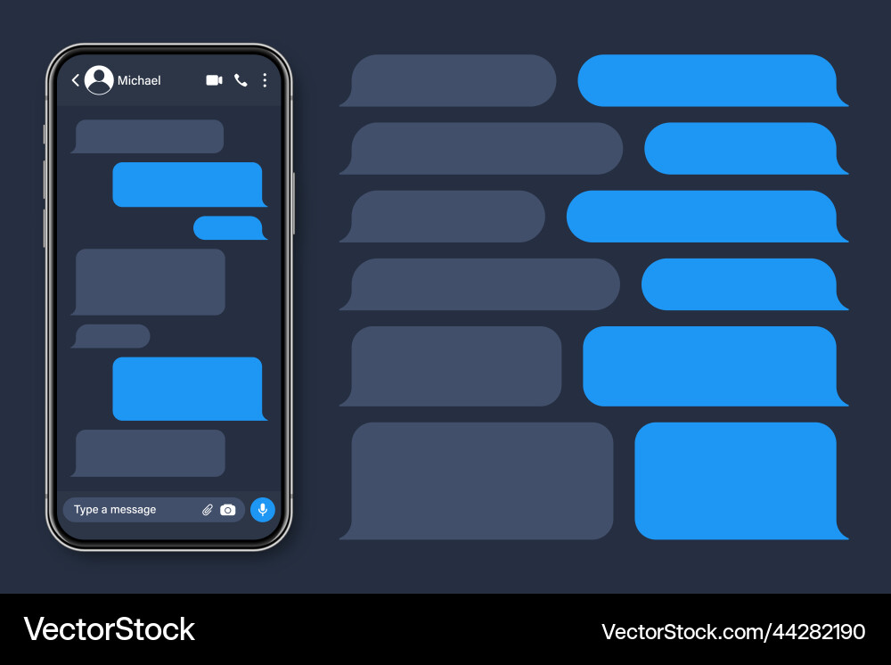Realistic smartphone with messaging app blank sms Vector Image