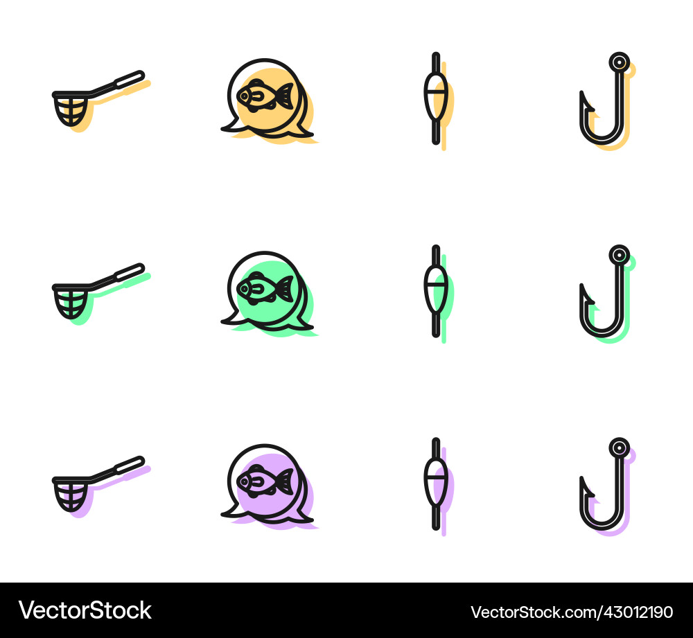 Set line fishing float net and hook icon Set line fishing float net and hook icon vector image